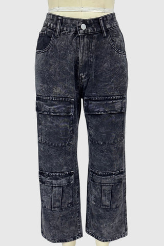 Casual Straight-Leg Patchwork Jeans