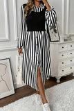 Striped Long-Sleeve Midi Dress