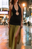 Halter Neck Casual Dress with Cutout Design