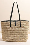Elegant Woven Tote with Sleek Straps