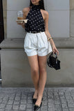 Chic Halter Neck Polka Dot Tank