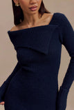 Off-Shoulder Ribbed Casual Dress