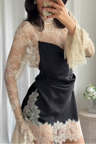 Lace-Trimmed Mini Dress