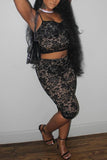 Lace Crop Top and Capri Pants Set
