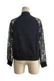 Lace-Accent Zip-Up Jacket