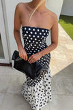 Strapless Polka Dot Maxi Dress