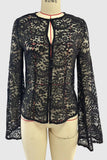 Elegant Lace Button-Up Blouse