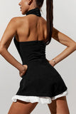 High Neck Ruffled Romper
