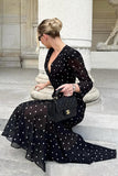 Polka Dot V-Neck Casual Dress