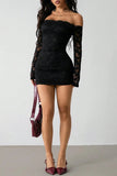 Off-Shoulder Lace Mini Dress