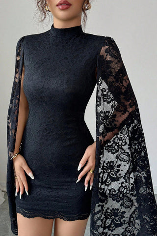 Elegant Lace Sleeve Mini Dress