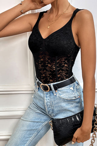 Lace Detail Sleeveless Bodysuit