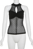 High-Neck Mesh Panel Tank Top