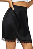 Lace Trim Satin Mini Skirt