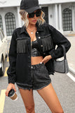 Studded Button-Front Denim Jacket
