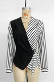 Striped Wrap-Front Blouse