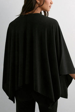 Flowing V-Neck Poncho Blouse
