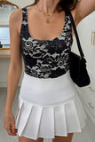 Lace-Detail Scoop Neck Sleeveless Top