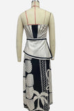 Strapless Skirt Set with Bold Print