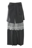 Pinstripe Layered Pants with Lace Detail