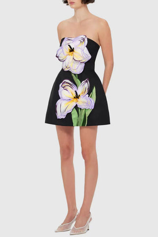 Strapless Floral Embellished Dress