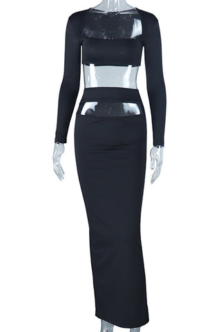 Elegant Long Sleeve Skirt Set