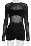 Long Sleeve Sheer Romper
