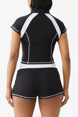 Zip-Up Short Set with Drawstring Shorts