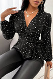 Wrap-Style Heart Print Blouse
