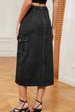 Button-Down Skirt with Slit