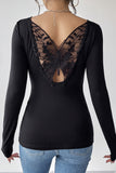Floral Lace Back Long Sleeve Top