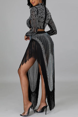 Fringe and Beaded Skirt Set