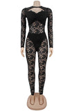 Lace Overlay Jumpsuit with Cutout Detail