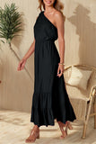 One-Shoulder Ruffled Casual Maxi Dress