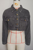 Cropped Denim Jacket with Button Detail
