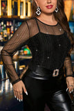 Mesh Fitted Long Sleeve Top