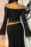 Off-Shoulder Floral Mesh Top