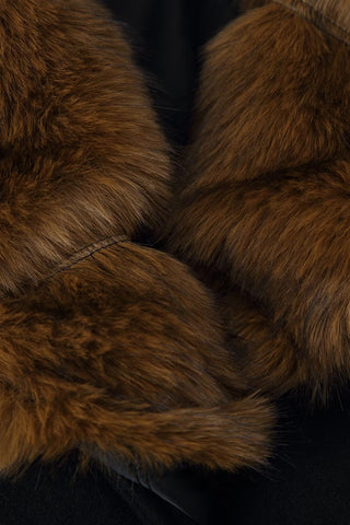 Faux Fur Collar Belted Jacket