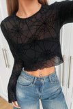 Sheer Spiderweb Long Sleeve Top