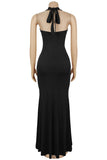 Halter Neck Evening Gown with Cutout Details