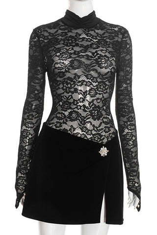 Elegant Lace and Skirt Set
