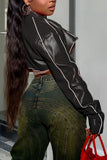 Zip-Front Cropped Jacket with Contrast Trim