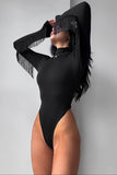 Fringe Detail Long-Sleeve Bodysuit
