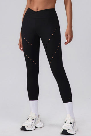 High-Waisted Perforated Casual Leggings