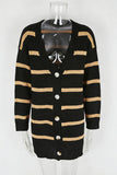 Striped Button-Front Cardigan