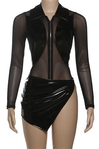 Sheer Long Sleeve Skirt Set