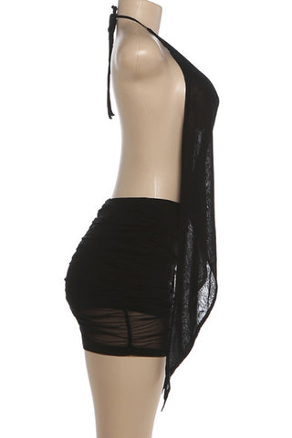 Elegant Plunge Halter Dress