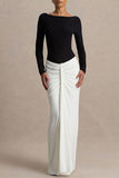 Elegant Ruched Two-Tone Maxi Dress