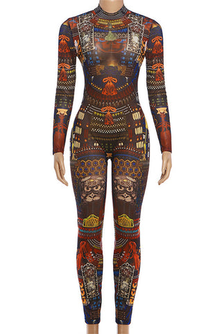 Patterned Full-Body Jumpsuit