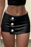 Asymmetrical Button-Accent Mini Skirt